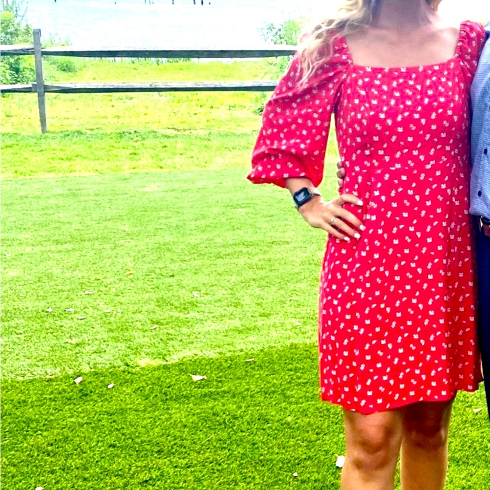 Red floral dress- Worn once!!